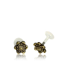 Cargar imagen en el visor de la galería, Brass Labret Lippen Piercing Bio Acryl Blume antik golden Tragus Conch Helix - chic - net.de
