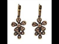 Load image into Gallery viewer, Brass Ohrringe antik golden oxidiert zwei Blumen Steine orange schimmernd - chic - net.de
