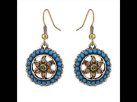 Load image into Gallery viewer, Brass Ohrringe golden anitk rund Kreis Steine Blau Blume orange grün - chic - net.de

