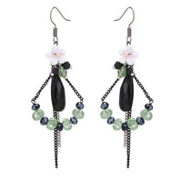 Cargar imagen en el visor de la galería, Brass Ohrringe silber Blume facettiert Steine schwarz grün - chic - net.de
