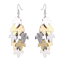 Cargar imagen en el visor de la galería, Brass Ohrringe silberfarben und golden Blätter glänzend - chic - net.de
