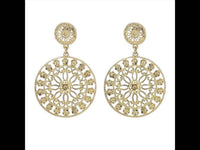 Load image into Gallery viewer, Brass Ohrstecker rund Kreis Blumen Schnörkel antik golden glänzend - chic - net.de
