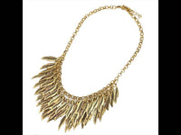 Load image into Gallery viewer, Brass Schmuckset goldfarben Kette Federn Ohrringe verstellbar - chic - net.de
