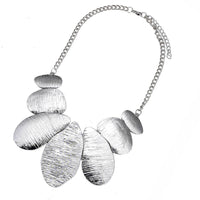 Load image into Gallery viewer, Brass Schmuckset silberfarben Kette Formen Struktur Ohrringe - chic - net.de
