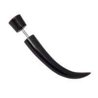 Load image into Gallery viewer, Buffalo Horn Fake Piercing leicht gebogen Spike schwarz weiß Om Ohrhänger Ohrstecker Ohrring - chic - net.de
