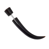 Load image into Gallery viewer, Buffalo Horn Fake Piercing leicht gebogen Spike schwarz weiß Om Ohrhänger Ohrstecker Ohrring - chic - net.de
