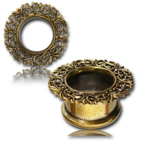 Load image into Gallery viewer, Brass Tunnel Italien Design Kranz filigran gold nickelfrei Plug Organic Messing Expander Piercing - chic-net.de
