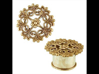 Load image into Gallery viewer, Brass Tunnel Kreuz gotisch antik gold nickelfrei Plug Messing Expander Schmuck - chic-net.de
