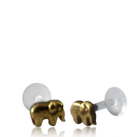 Load image into Gallery viewer, Labret Lippen Piercing Bio Acryl Elefant antik golden Brass Tragus Conch Helix - chic-net.de
