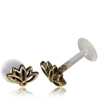 Load image into Gallery viewer, Labret Lippen Piercing Acryl Lotus Blume antik golden Brass Motiv - chic-net.de
