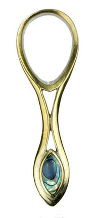 Load image into Gallery viewer, Flesh Tunnel antik golden Messing Expander Tropfen Paua Muschel Plug Ohrring - chic-net.de
