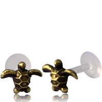 Load image into Gallery viewer, Labret Lippen Piercing Acryl Schildkröte antik golden Brass Motiv Tragus - chic-net.de
