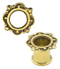 Load image into Gallery viewer, Brass Tunnel Bogen Blume Kreise Punkt antik gold nickelfrei Plug Messing Expander Schmuck - chic-net.de
