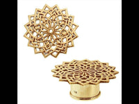 Load image into Gallery viewer, Brass Tunnel Schneeblume antik gold nickelfrei Plug Messing Expander Schmuck - chic-net.de
