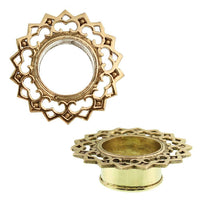 Cargar imagen en el visor de la galería, Brass Tunnel Rauten Bögen antik gold nickelfrei Plug Messing Expander Schmuck - chic-net.de
