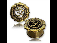 Load image into Gallery viewer, Brass Tunnel Blüte Om Seil antik golden Plug Messing Expander Schmuck - chic-net.de
