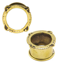 Cargar imagen en el visor de la galería, Brass Tunnel Punktereihe Bogen Punkt antik gold nickelfrei Plug Messing Expander Schmuck - chic-net.de

