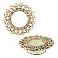 Load image into Gallery viewer, Brass Tunnel Herzen Punkte antik gold nickelfrei Plug Messing Expander Schmuck - chic-net.de
