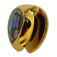 Load image into Gallery viewer, Plug Ohrgewicht Messing Paua zum Einhängen Tropfen gold - chic-net.de
