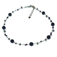 Load image into Gallery viewer, Achat Kette Damen Glasperlen Perlen Glitzer Waben Kugeln lila nickelfrei Karabiner - chic-net.de
