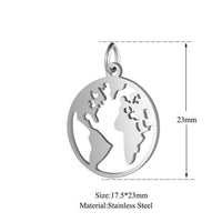Load image into Gallery viewer, Anhänger Edelstahl Welt Karte Erde Globus silber gold - chic-net.de
