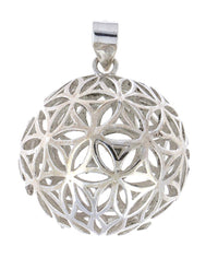 Cargar imagen en el visor de la galería, Anhänger Kugel versilbert hohl Blume des Lebens Silber gestanzt 24 mm Messing - chic-net.de
