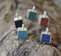 Load image into Gallery viewer, Anhänger Silber 925 Würfel crushed Stein 10mm - chic-net.de
