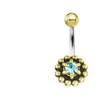 Cargar imagen en el visor de la galería, Bauchnabel Piercing Brass Edelstahl Punkteblume Stein - chic-net.de
