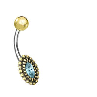 Load image into Gallery viewer, Bauchnabelpiercing Messing Edelstahl gold Kristall Auge - chic-net.de
