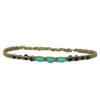 Load image into Gallery viewer, Armband beige Baumwolle Holzperlen schwarz Howlith Perlen türkis handgefädelt unisex gewachst - chic-net.de
