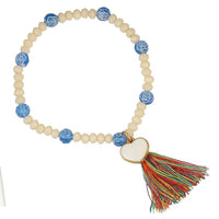 Load image into Gallery viewer, Armband Brass Emaille Herz weiß blau Rosenperlen Kristalle Quaste bunt verstellbar - chic-net.de
