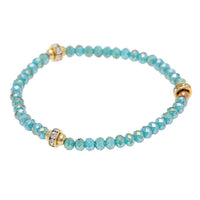 Load image into Gallery viewer, Armband Brass golden Glitzer Ringe türkis Kristalle facettiert Perlen verstellbar - chic-net.de
