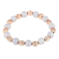 Load image into Gallery viewer, Armband Brass goldene Rillenperlen graue Perlen verstellbar - chic-net.de
