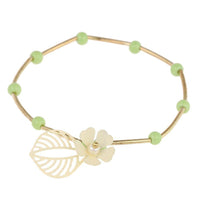 Load image into Gallery viewer, Armband Brass Perlen grün Brass Röhren Blume geöffnet weiß bemalt - chic-net.de
