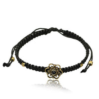 Load image into Gallery viewer, Armband Nylon verstellbar schwarz Messing Buttons antik golden Motive - chic-net.de
