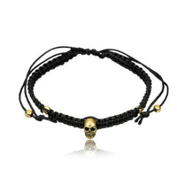 Load image into Gallery viewer, Armband Nylon verstellbar schwarz Messing Buttons antik golden Motive - chic-net.de
