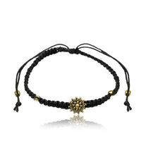 Load image into Gallery viewer, Armband Nylon verstellbar schwarz Messing Buttons antik golden Motive - chic-net.de
