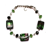 Load image into Gallery viewer, Armbänder Glasperlen grün violett schwarz facettiert Glitzer Schmuck nickelfrei 18-22 cm - chic-net.de
