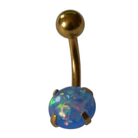 Load image into Gallery viewer, Bauchnabelpiercing Edelstahl gold Opal Stab 10x1.6mm - chic-net.de
