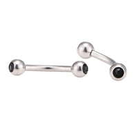 Load image into Gallery viewer, Banane Curved Barbell Piercing mit Kugeln aus Edelstahl silbern schwarzer Stein - chic-net.de
