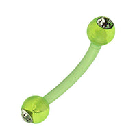 Load image into Gallery viewer, Banane Piercing mit Kugeln Neongrün transparent aus Kunststoff mit weißem Glitzerstein - chic-net.de
