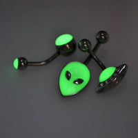 Load image into Gallery viewer, Bauchnabelpiercing aus Edelstahl Alien leuchtet - chic-net.de
