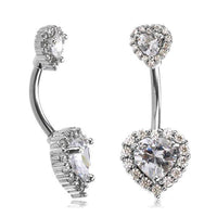 Load image into Gallery viewer, Bauchnabelpiercing aus Edelstahl Glaskristall Herz Gold PVD - chic-net.de
