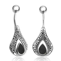 Load image into Gallery viewer, Bauchnabelpiercing aus Edelstahl Silber mit Tropfen Inlay - chic-net.de
