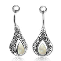 Load image into Gallery viewer, Bauchnabelpiercing aus Edelstahl Silber mit Tropfen Inlay - chic-net.de
