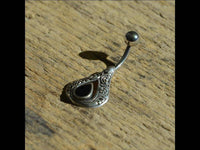 Load image into Gallery viewer, Bauchnabelpiercing aus Edelstahl Silber mit Tropfen Inlay - chic-net.de

