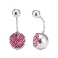 Load image into Gallery viewer, Bauchnabelpiercing Bananapiercing Edelstahl Zirkonia pink Steine 2 Kugeln - chic-net.de
