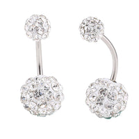 Load image into Gallery viewer, Bauchnabelpiercing Bananapiercing weiß Zirkonia Steine 2 Kugeln Edelstahl - chic-net.de
