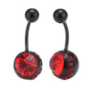 Load image into Gallery viewer, Bauchnabelpiercing Bananenpiercing rote Zirkonia Steine Edelstahl schwarz - chic-net.de
