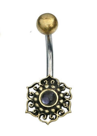 Load image into Gallery viewer, Bauchnabelpiercing Blume Edelstahl Stein Messing - chic-net.de
